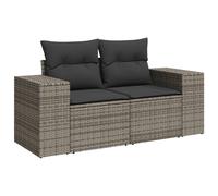 vidaXL Canapé de jardin 2 places avec coussins Gris Poly rotin