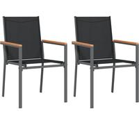 vidaXL vidaXL - Chaises de jardin - 2 - Pièces - 55x61,5x90 - cm - Textile - et - Acier - noir