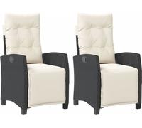 vidaXL vidaXL - Chaises de jardin - 2 - pièces - réglables - avec - repose-pieds - poly - rotin - noir