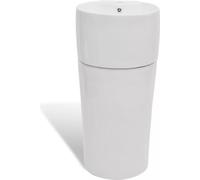 vidaXL vidaXL - Lavabo - à poser - avec - trop-plein - et - trou pour robinet - blanc - rond - Céramique