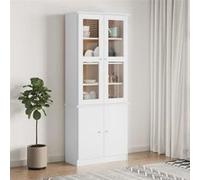 vidaXL Vitrine en verre ALTA 77x35x186,5 cm bois de pin massif, avec portes vitrées, blanc