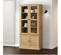 vidaXL Vitrine en verre Vigo – Bois massif de pin 85x35x170 cm, portes vitrées
