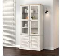 vidaXL Vitrine en verre VIGO blanc 85x35x170 cm bois massif de pin