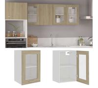 vidaXL Vitrine Suspendue ""Lyon"" Chêne Sonoma 40 x 31 x 60 cm en Bois d'ingénierie et verre avec porte vitrée pour Cuisine 93743