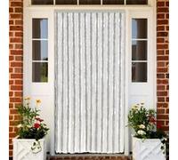 vidaXL Rideau anti-mouches chenille 100x230 cm gris clair et blanc, avec crochet réglable