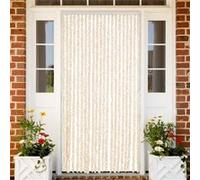 vidaXL Rideau anti-mouches chenille 90x200 cm beige et blanc