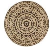 Tapis - vidaXL - Jute fait à la main - Imprimé marron foncé - 120 cm - Rond - Moderne