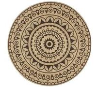 Vloerkleed handgemaakt met donkerbruine print 90 cm jute133704