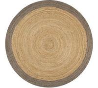 vidaXL Tapis rond en jute fait à la main bord gris 120 cm