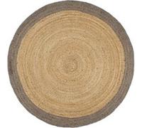 vidaXL Tapis jute 343603 – fait à la main, 210 cm, bord gris – Marron et gris