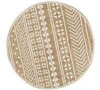 vidaXL - Tapis en jute fait à la main - 120 cm - Motif géométrique imprimé blanc - Style moderne