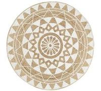 vidaXL Tapis fait à la main en jute imprimé floral rond blanc 120 cm