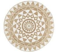 Tapis - vidaXL - Jute fait à la main - 90 cm - Rond - Motif floral moderne