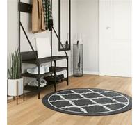 vidaXL Tapis lavable - Noir/Blanc Ø 120 cm