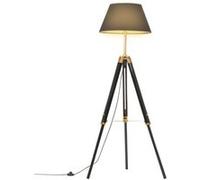 Vidaxl Lampadaire À Trépied Noir Et Doré Bois De Teck Massif 141 Cm Multicolore
