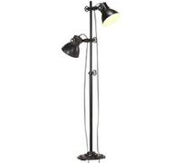 vidaXL Vloerlamp met 2 lampenkappen E27 gietijzer zwart320585 Noir G