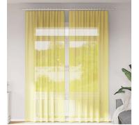 VIDAXL Voilage 2 pcs Jaune 140 x 260 cm - Passe-tringles, 100% polyester, semi-transparent