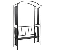 vidaXL Arc de roses avec banc noir 128x50x207 cm Fer