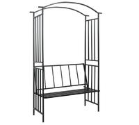 vidaXL Voûte de jardin avec banc - Noir