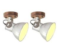 Wand-/plafondlampen industrieel 2 st E27 20x25 cm zilverkleurig320504