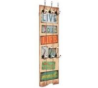 vidaXL Porte-manteau mural avec 6 crochets 120 x 40 cm "LIVE LIFE"