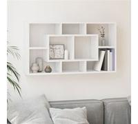 vidaXL Étagère Murale 8 Compartiments Flottante Suspendue Meuble de Rangement Chambre à Coucher Salle de Séjour Maison Intérieur Blanc Brillant