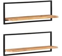 Vidaxl Étagères Murales 2 Pcs 100x24x35 Cm Bois D'acacia Et Acier Multicolore