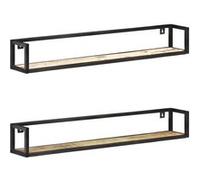 vidaXL 2X Etagères Murales Etagères Suspendues Etagères Flottantes Supports Muraux Salon Salle de Séjour Intérieur 120 cm Bois de Récupération Massif