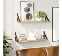 vidaXL Étagères Murales 2pcs, Étagères Suspendues avec Rangement, Étagères de Présentation Flottantes, Meubles de Salon, Moderne, Chêne Sonoma
