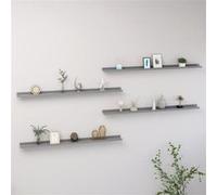vidaXL 4X Etagères Murales Etagères Suspendues Etagères Flottantes Salon Salle de Séjour Chambre à Coucher Maison Intérieur Gris 115x9x3 cm