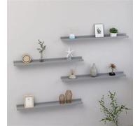 vidaXL Étagères murales 4 pcs Gris 80 x 9 x 3 cm