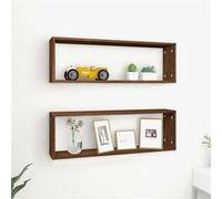 Wandschappen kubus 2 st 80x15x26,5 cm bewerkt hout bruineiken815921