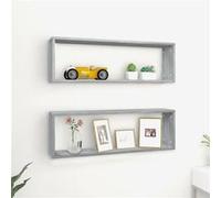 vidaXL Wandschappen kubus 2 st 80x15x26,5 cm bewerkt hout grijs sonoma815918 Gris G
