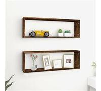 vidaXL Étagères Cubiques Murales 2pcs Chêne Fumé