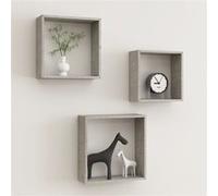 vidaXL Étagères murales sous forme de cube 3 pcs Gris béton