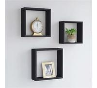 vidaXL Étagères murales sous forme de cube 3 pcs Noir MDF
