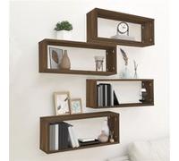 vidaXL Étagères murales cube (4 pcs) - Chêne marron