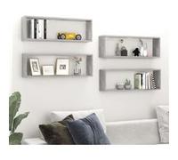 Vidaxl Etagères Cube Murales 4 Pcs Gris Béton 80x15x26,5 Cm Aggloméré