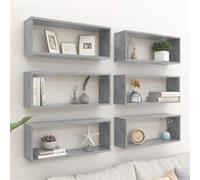 vidaXL Étagères murales Cube 6 pcs – supports suspendus, tablettes flottantes – Gris béton