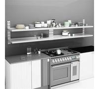 vidaXL Wandschappen zwevend 2-laags 2 st 300x30 cm roestvrij staal3055901 Gris G