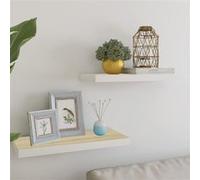 vidaXL Wandschappen zwevend 2 st 60x23,5x3,8 cm MDF eikenkleurig wit326577 Brun G