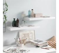 vidaXL Wandschappen zwevend 2 st 60x23,5x3,8 cm MDF hoogglans wit323749 Blanc G