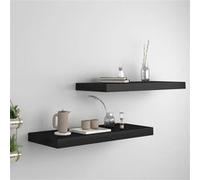 vidaXL 2X Etagères Murales Flottantes Etagères Suspendues Supports Muraux Bibliothèque Salle de Séjour Intérieur Noir 60x23,5x3,8 cm MDF