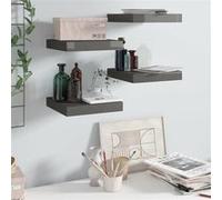 vidaXL Wandschappen zwevend 4 st 23x23,5x3,8 cm MDF hoogglans grijs323783 Gris G