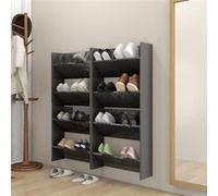 vidaXL Wandschoenenkasten 4 st 60x18x60 cm hout hoogglans grijs806740 Gris G