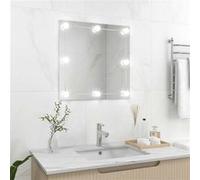 vidaXL Wandspiegel met LED-lampen vierkant glas3078638 Argent G