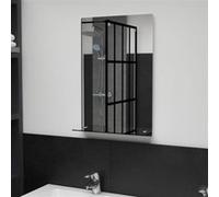 vidaXL Miroir Mural avec Etagère Miroir de Salle de Bain Miroir de Salon Miroir de Chambre à Coucher Intérieur Maison 40x60 cm Verre Trempé