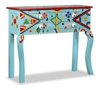 vidaXL Wandtafel handgeschilderd massief mangohout blauw 244596 Multicolore G