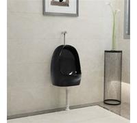 vidaXL Urinoir mural avec robinet de chasse d'eau – céramique noire