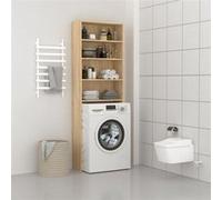 vidaXL Wasmachinekast 64x24x190 cm wit en sonoma eikenkleurig808407 Sonoma oak G